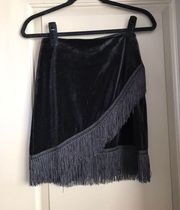 Black Suede Fringe Skirt