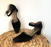 Yves Saint Laurent shoes YSL black Suede Ankle Strap D'Orsay Heels Pumps