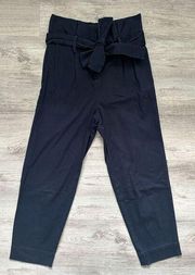 COS 2 High Waist Paper Bag Trouser Pants - Navy Blue