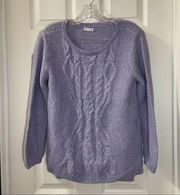 Westport Blue-Purple/Pink Scoop Neck Long Sleeve Sweater M