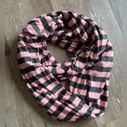 Infinity Pink and Grey Striped Scarf