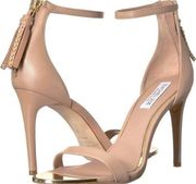 Rachel Zoe Emaly Tassel Leather Heeled Sandals in Nude Size 8