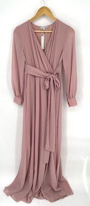 NWT Baltic Born Mauve Pink Lydia Long Sleeve Blouson Chiffon Maxi Dress Small