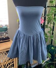 NWT Free People Onda Dusty Blue Drop Waist Mini Dress - S