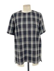 Proenza Schouler Black Plaid Short Sleeve Structured Top Size US 6