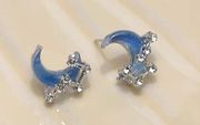 Blue Starry Sky Polar Star Moon Temperament Earrings Versatile Clear Sea Salt Sweet Earrings Exquisite Light Luxury Earrings for Women