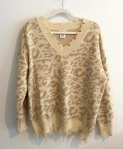 Distressed Cheetah Print Sweater