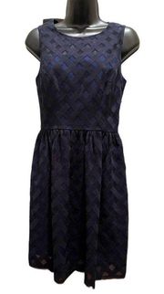 KAREN MILLEN Geo Mesh Navy Blue Dress - size 6