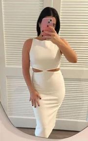 Boatneck Side Cutout Midi Dress NWT White Size Medium Bridal