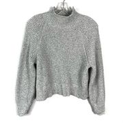 Gray Chunky Knit High Turtle Neck Boxy Fit Sweater Medium M