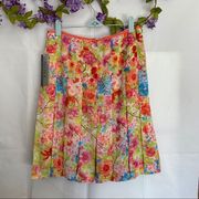 Nine Co Skirt 6P Multicolor Floral Print Pleated
