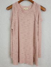 No Comment Clothing Womens Sweater Size Medium Pink Cut Out Shoulder Pullover