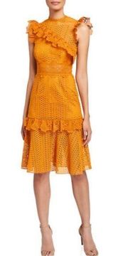 Saylor Ivy Sleeveless Lace Cocktail Dress with Ruffle Trim