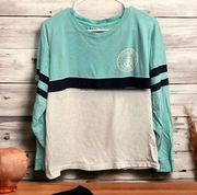 Cocoa Beach, Florida Raglan Long Sleeve Shirt Aqua White Size Large