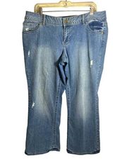 Lane Bryant Plus Size Genius Fit Distressed Bootcut Jeans Blue Size 16 Petite