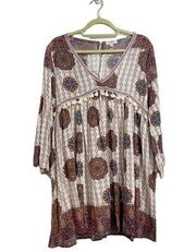 Umgee White Paisley Boho Tunic Blouse Sz M