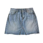 7 For All Mankind Denim Mini Skirt Frayed Hem Santa Cruz