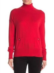 Kate Spade Haya Engine Red Turtleneck Pockets NWT