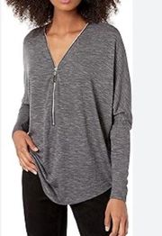 Joseph Ribkoff Heather Gray Half Zip Top