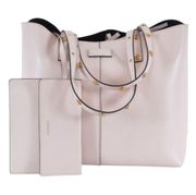 Versace Pale Blush Calfskin Palazzo Large Tote w/ Medusa Stud Handles