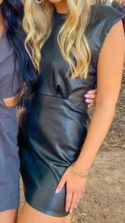 Black Faux Leather Dress