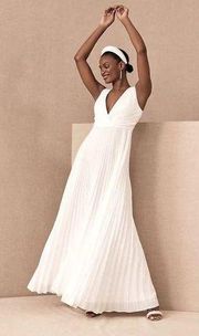 NWT Badgley Mischka Sloane Dress in Ivory Pleated Skirt Dress Wedding Size 4