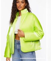 Forever 21 Lime Open-Front Puffer Jacket