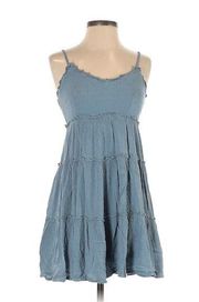 Sim & Sam Dusty Blue spaghetti adjustable strap mini dress