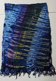 Navy Blue Tie-Dye Boho Bohemian Hippie Oversized Hip-Scarf Shawl Wrap Sarong Beach Coverup 🦋