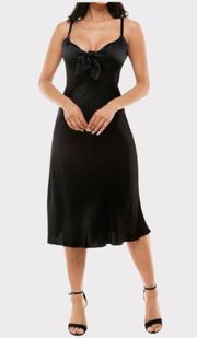 Satin Front Tie Midi Cocktail Dress