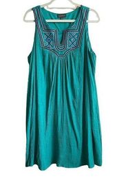 Luxology turquoises flowy embroidered dress