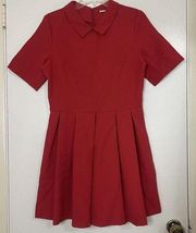 NWT FRNCH Paris Red pleated romper short sleeve mini dress size US large