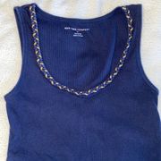 NY & Co Cotton Blue Tank with gold detail