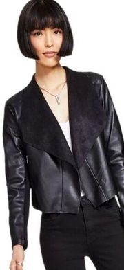 HP! Bar III Black Faux Leather Drape Jacket (S)