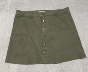 Falls Creek Skirt Womens 18 Green Button Up A Line Short Festival Boho Denim