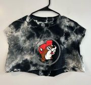 Buc-ee's Tie Dye Cropped Raw Hem T-shirt Size Large