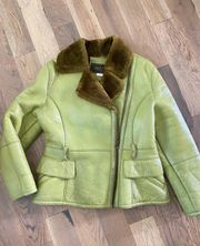 Woman’s Green Faux Fur Shearling Coat Size Small