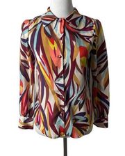 Missoni For Target Colorful Abstract Print Blouse Button Up Top Women Size XS