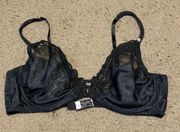 Womens Christian Dior Intimates Black Lace Push-Up Bra #4224 Size 38C