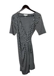 Motherhood Maternity Black Geometric Print Short Sleeve Wrap Dress Womens Medium