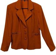 Elementz Vintage Y2K Burnt Orange Long Sleeve Faux Suede Academia Blazer Jacket