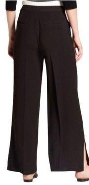 black wide leg slit high waist trousers pants