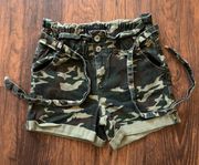 Shorts Womens Size Small Paper Bag Waist Camouflage