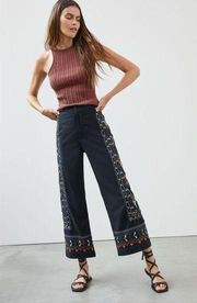 Anthropologie Embroidered Straight Pants