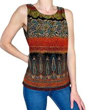 Vintage Y2K  Colorful & Gold Paisley Printed Tank Top