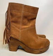 Freebird By Steven Farah Fringe Platform Clog Boot PLATFORM BROWN EU 39