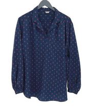 Levi Strauss & Co Women's Paisley Print Collared Shirt Blouse Navy Blue Size 1X