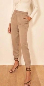 Reformation Montana High Waist Utility Jogger Pants Tencel Khaki Tan Size XS