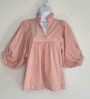 Never a Wallflower High Neck Ruffles Top Puff Sleeves Romantic Girly SIZE XS