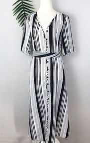 Fashion Union Striped Button Front Midi Tunic Dress